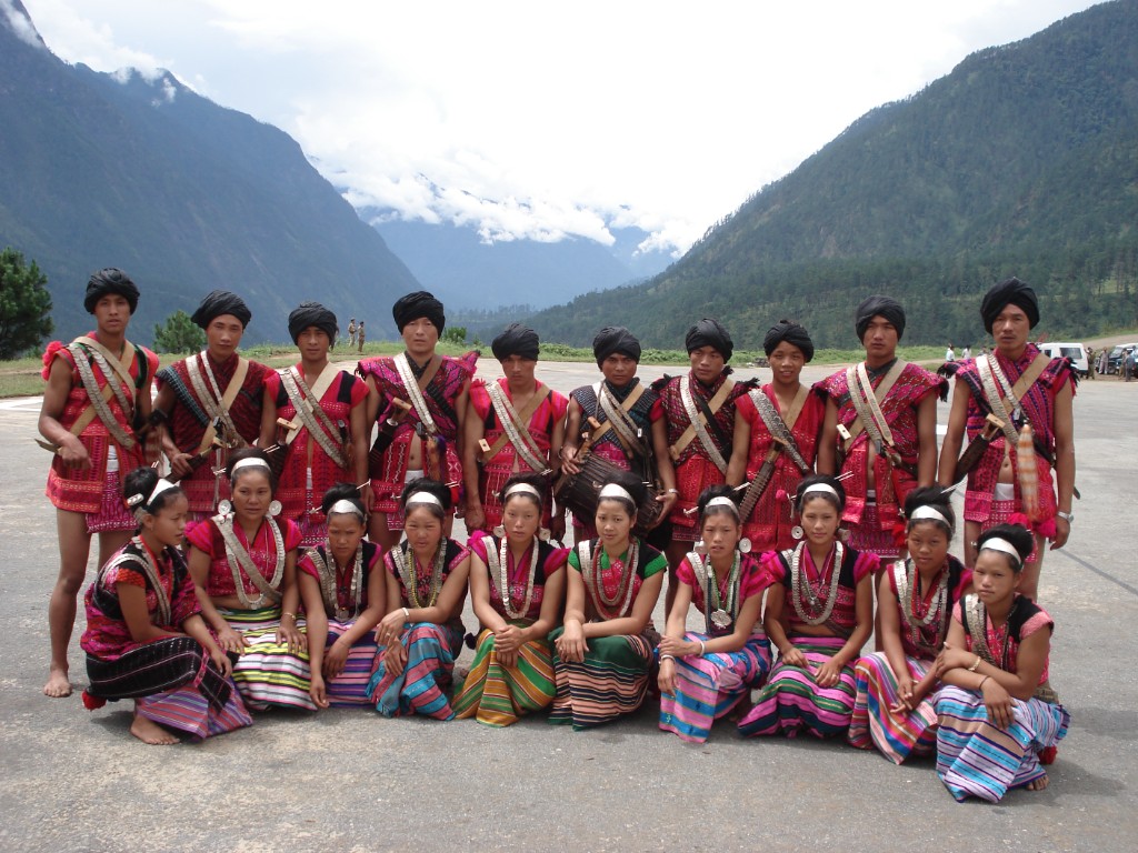 Mishmi community group in traditional attire