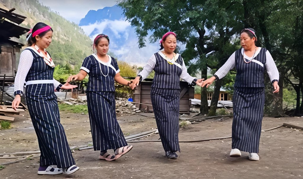 Community folk dance in traditional attire
